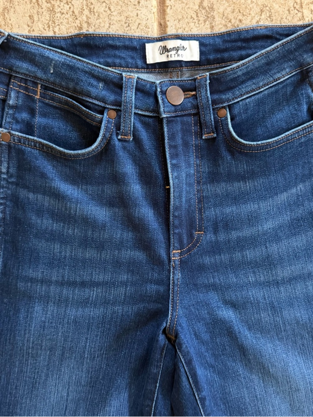 Wrangler Retro High Rise Trumpet Flare Jeans Bell Bottom Floral Denim 27x36 - Picture 2 of 8